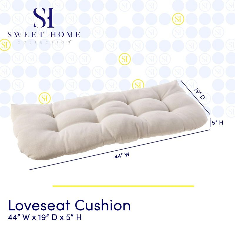 Outdoor Patio Loveseat Thick Tufted 44" x 19" Fiber Fill Cushion , Cream