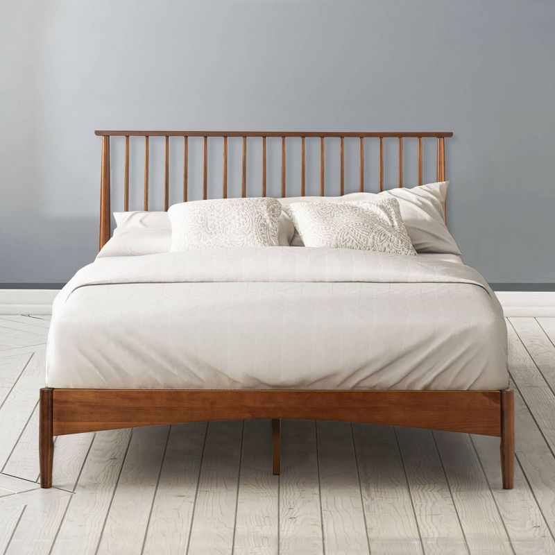 King Linda Wood Platform Bed Frame Brown - Zinus: Solid Pine, No Box Spring Needed, Easy Care