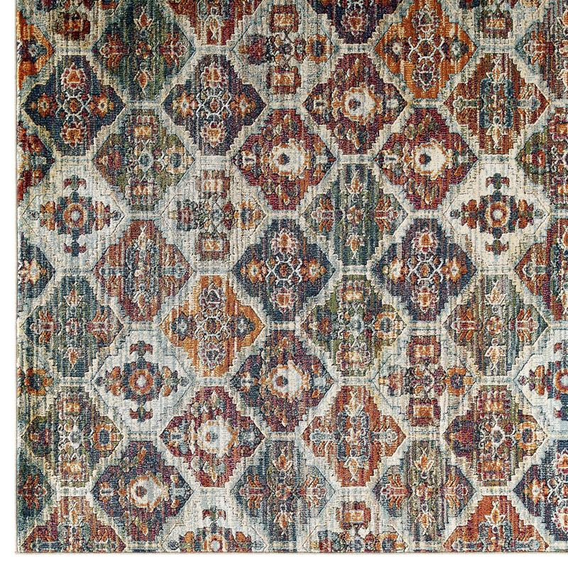 Modway Tribute Azalea Distressed Vintage Floral Lattice 8x10 Area Rug
