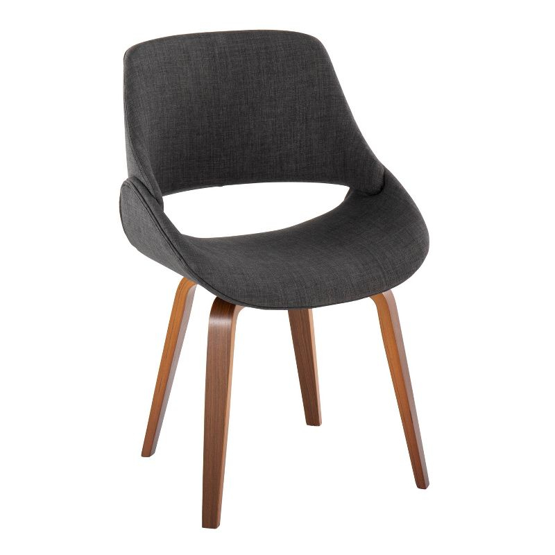 Set of 2 Fabrico Dining Chairs Walnut/Charcoal: LumiSource, Modern Kitchen Seating, Contoured Back