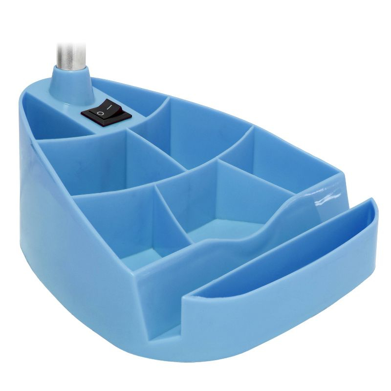 Creekwood Home 18.5" Flexible Gooseneck Organizer Desk Lamp with Phone/iPad/Tablet Stand Blue