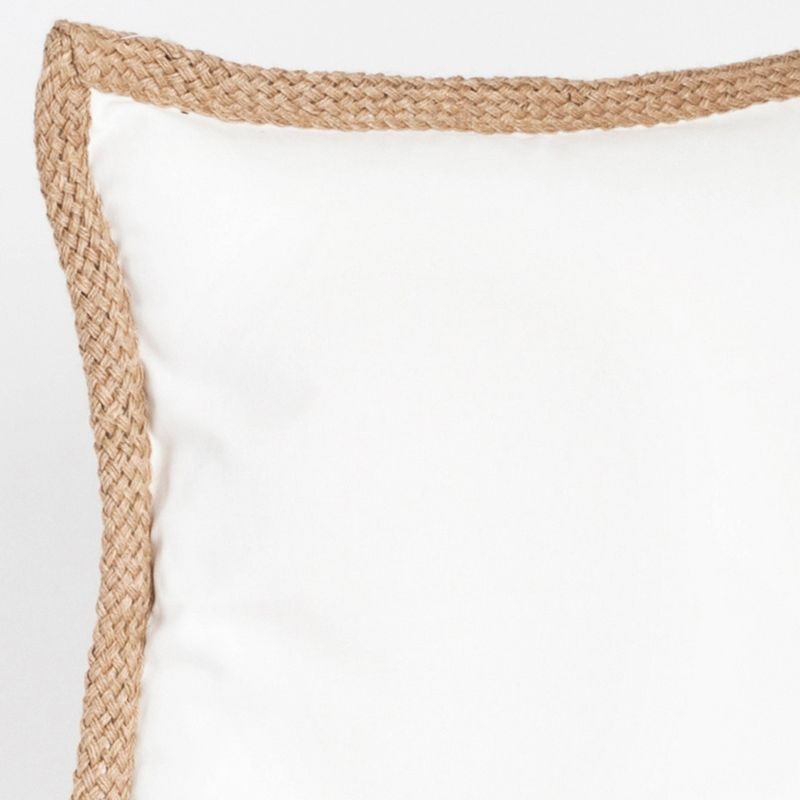 20"x20" Oversize Jute Braided Down Filled Square Throw Pillow Ivory - Saro Lifestyle: Cotton, Duck Feather, Zipper Closure
