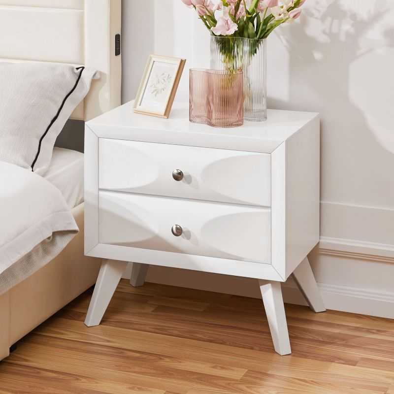 Yaheetech Modern Vintage 2-Drawer Nightstand End Table for Living Room, White