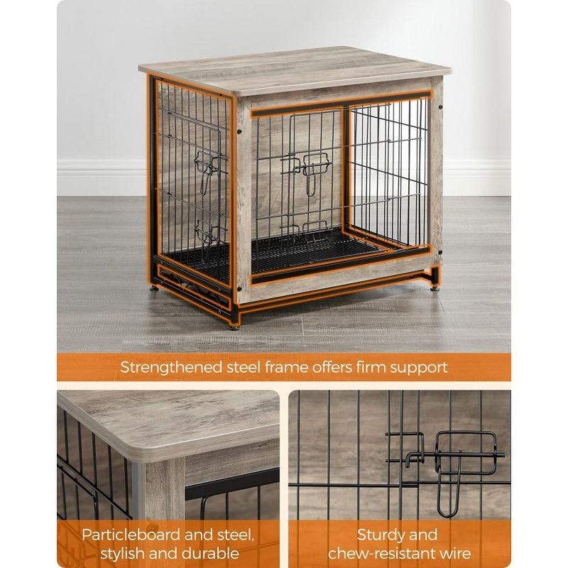 Feandrea Dog Crate Furniture, Side End Table, Modern Kennel for Dogs Indoor up to 30 lb, Heavy-Duty Dog Cage, Double-Door Dog House, Greige