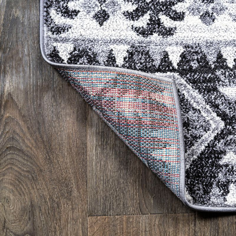 2'x 8' Sura Modern Kilim Geometric Runner Rug, Gray/Anthracite - JONATHAN Y