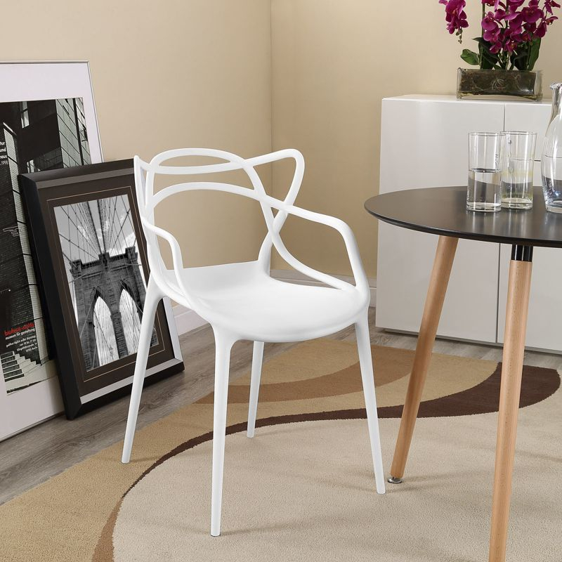 Modway Entangled Dining Armchair White : Modern Plastic, No Assembly, Spot Clean, 330lb Capacity