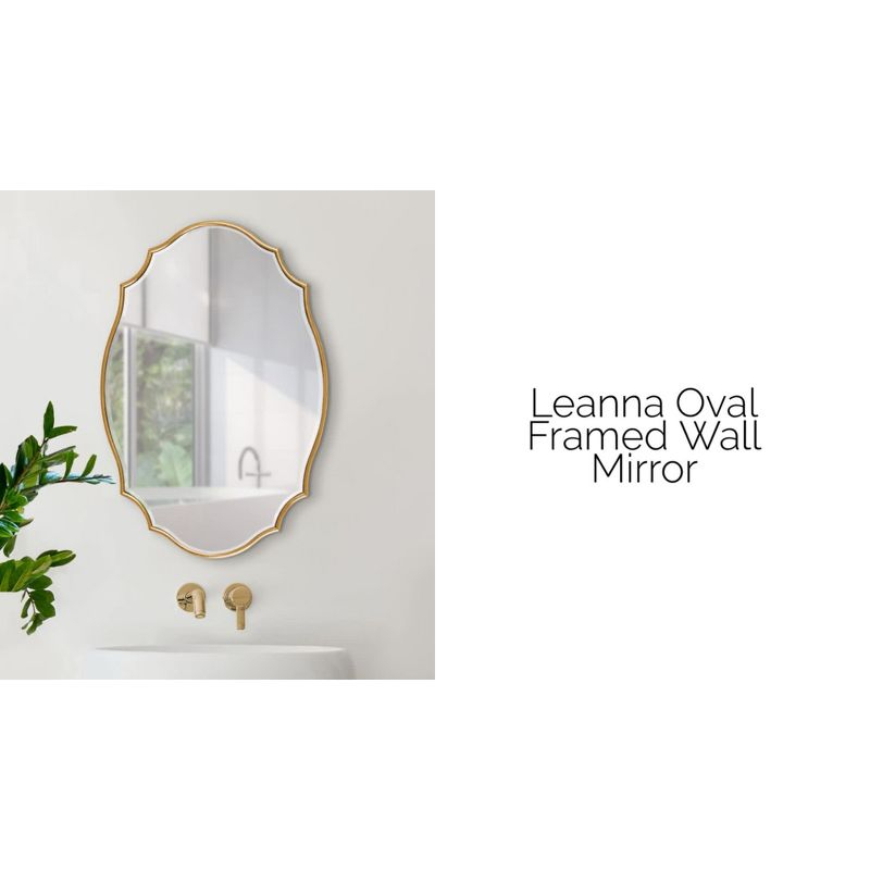 24" x 36" Leanna Scallop Wall Mirror White - Kate & Laurel All Things Decor: Modern Oval Framed, No Assembly Required