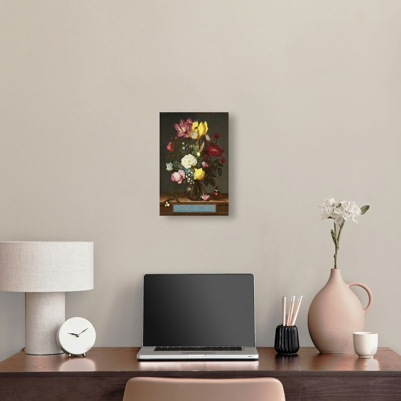 Art Remedy Ambrosius Bosschaert the Elder - Bouquet of Flower in a glass vase Classical vintage floral vase wall art, 10" x 15", Gallery Wrapped