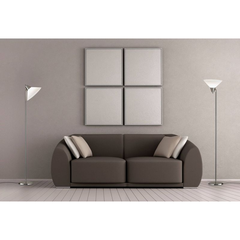 Swivel Torchiere Brushed Steel - Adesso: Modern Adjustable Head, ETL Listed, Metal Body, Plastic Shade