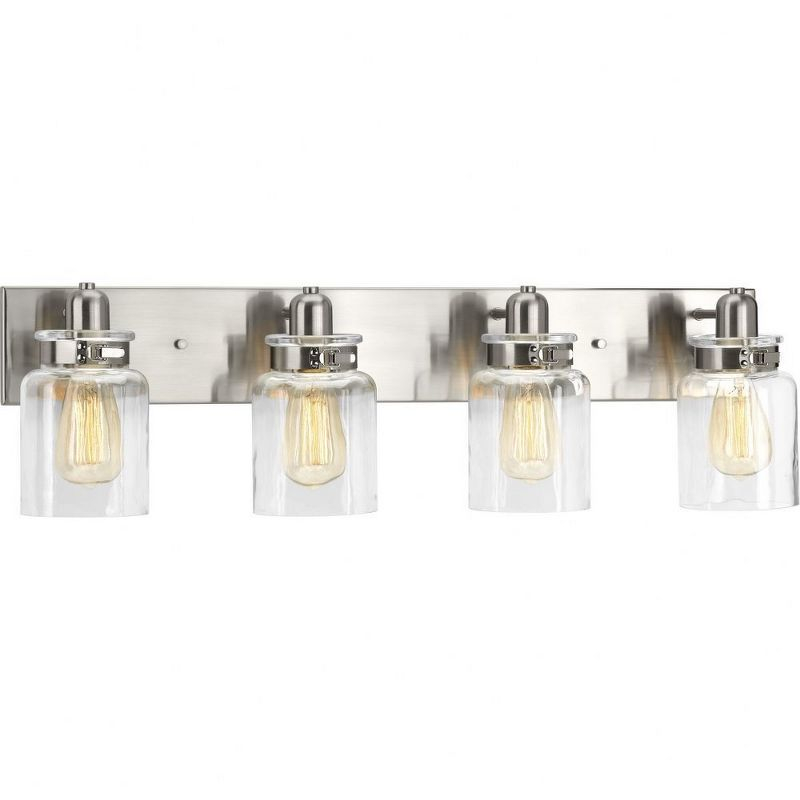 Progress Lighting Calhoun 4-Light Bath Vanity, Brushed Nickel, Clear Glass Shade