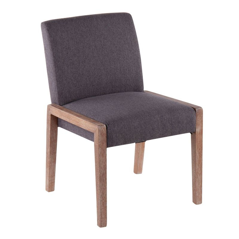 Set of 2 Carmen Dining Chairs White Wash/Gray - LumiSource: Upholstered, Contemporary Style, Wood Legs