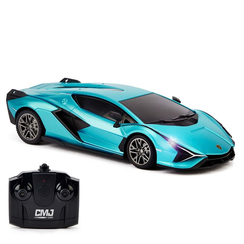 CMJ RC Cars: Lamborghini Sián FKP 37 - Blue - 1:24 Scale, 2.4GHz, LED Headlights