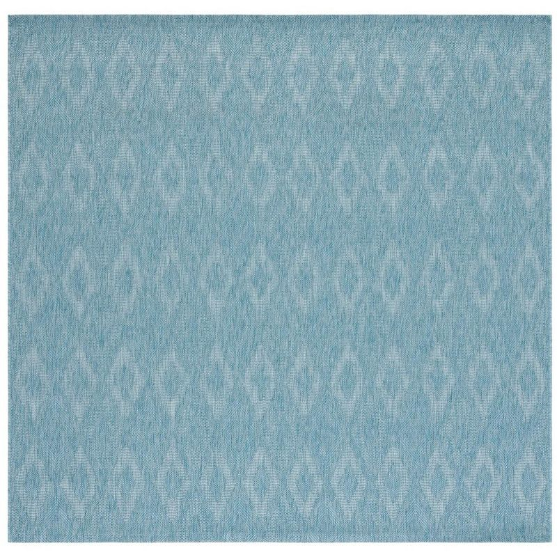 Courtyard CY8522 Power Loomed Indoor and Outdoor Area Rug - Aqua/Aqua - 6'7"x6'7" - Safavieh