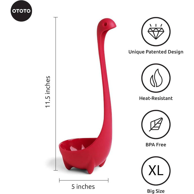 Ototo Jumbo Nessie Ladle Purple: Ergonomic BPA-Free Plastic, Dishwasher-Safe, 5.9 Volume, 8.69" Handle, 1 Piece