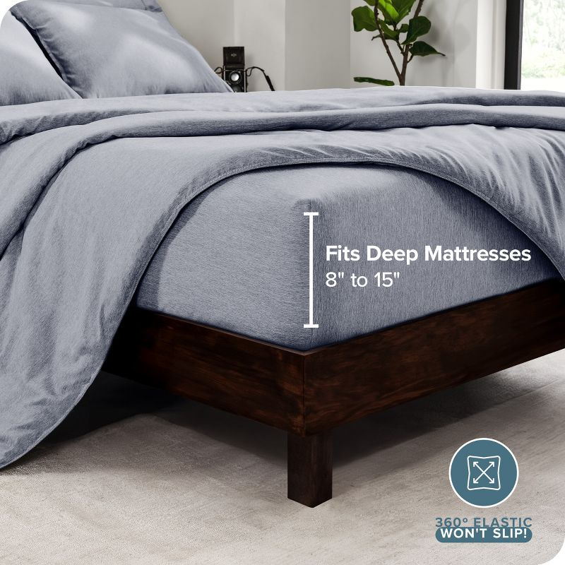 California King Double Brushed Bed in a Bag Heather Midnight Blue by Bare Home