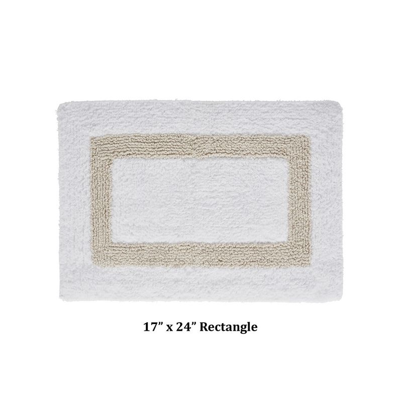 Better Trends Hotel 100% Cotton Tufted Two Tone Reversible Bath Rug 17" x 24" Rectangle - White/Sand