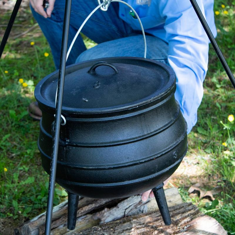 Lehman's Campfire Cooking Kettle Pot - Cast Iron Potje Dutch Oven with 3 Legs and Lid, 15.25 inch, 4.75 Gallon