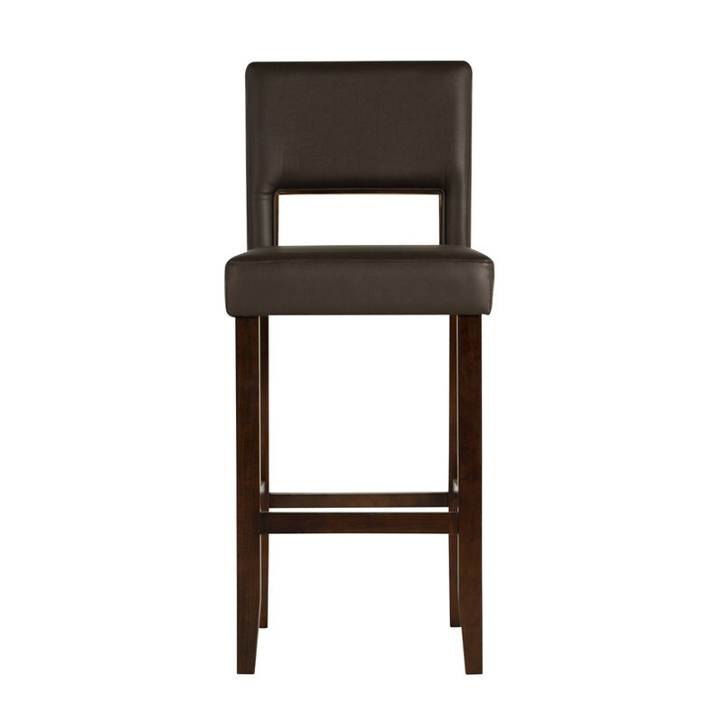 Linon 30" Vega Padded Back and Seat Faux Leather Barstool Hardwood/Espresso : Upholstered, Armless, Fixed Height