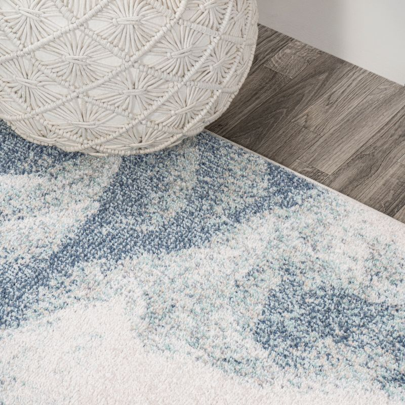 4' x 6' Petalo Abstract Two-Tone Modern Area Rug, Blue/Cream - JONATHAN Y