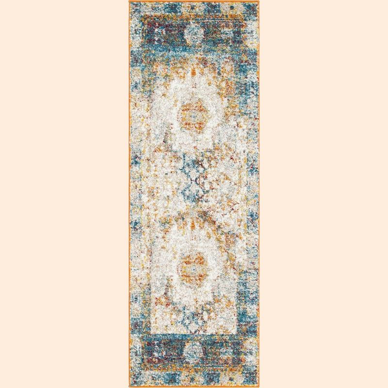 Unique Loom Rosso Collection Area Rug - Bellini (2'  x 6' 1" Runner Beige/Blue)