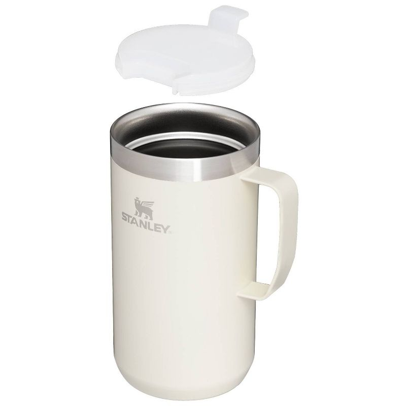 Stanley 24 oz Stainless Steel Classic Legendary Mug Cream Gloss: Dishwasher-Safe Drinkware for Hot & Cold Beverages