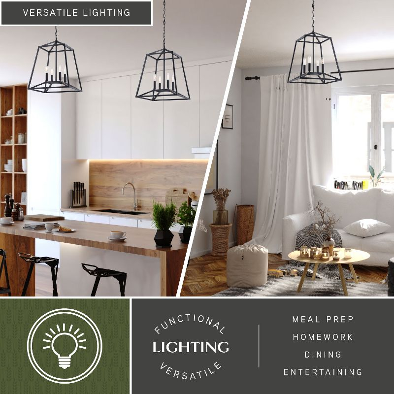 VAXCEL Hayes Black Farmhouse Mini Pendant Cage Lantern Ceiling Light, 16 inch
