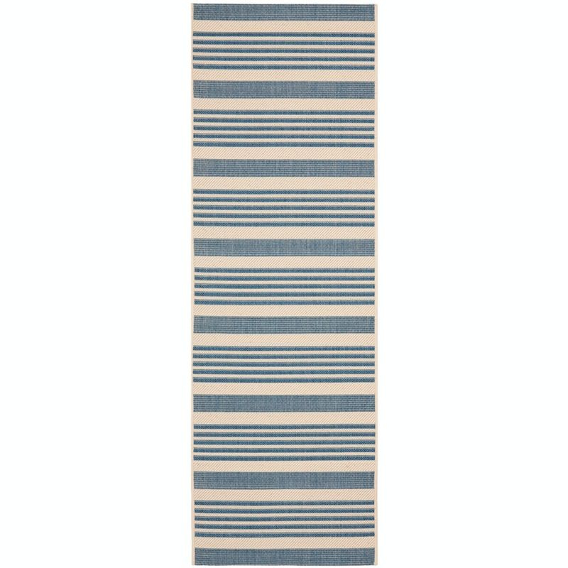 Courtyard CY6062 Power Loomed Indoor/Outdoor Runner Rug - Navy/Beige - 2'3"x10' - Safavieh.