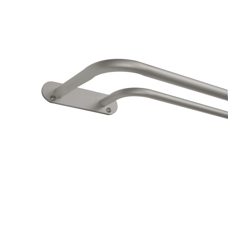 EXCLUSIVE HOME Fetter Wrap Around Double Curtain Rod, Matte Silver, 52"-72"