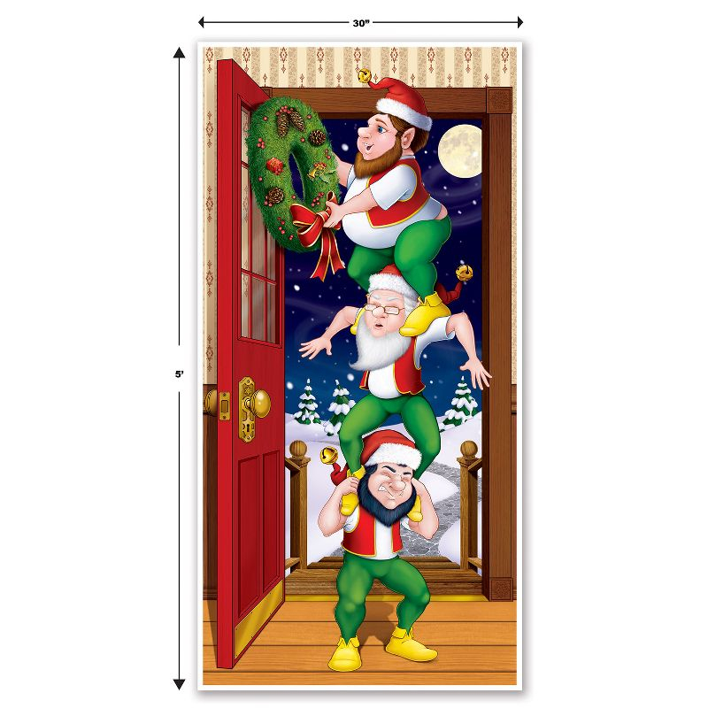 Beistle Christmas Elves Door Cover, 5' x 30", (2/Pkg) Multicolored