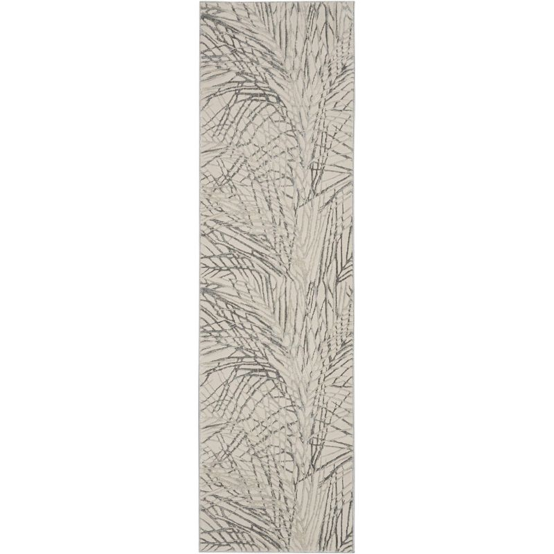 Nourison Rustic Textures Modern Palm Indoor Area Rug Ivory/Grey 2'2" x 7'6"