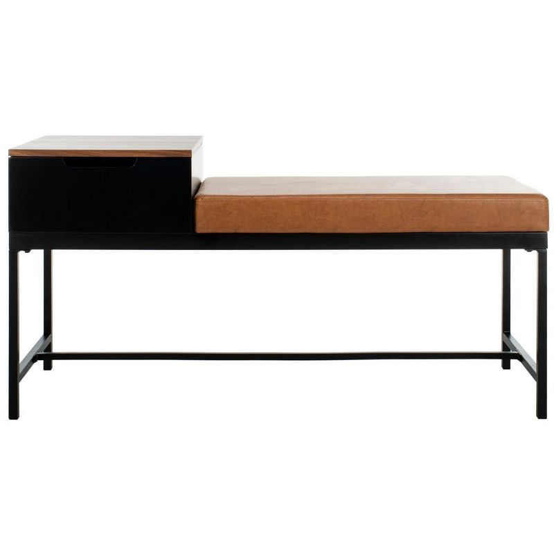 Maruka Bench with Storage - Brown/Brown - Safavieh