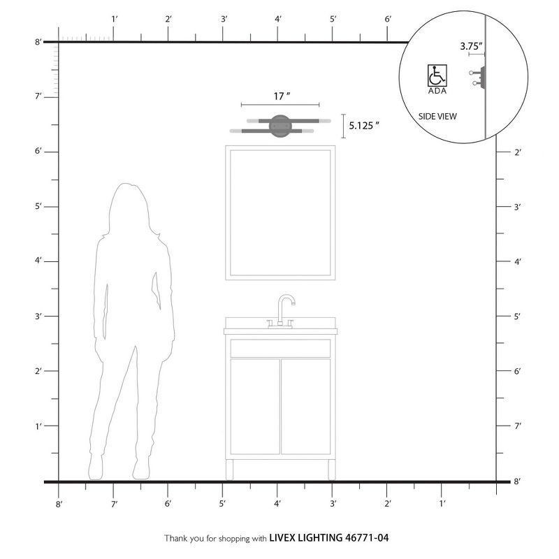 Livex Lighting Soho 4 - Light Wall Light in  Black/Brushed Nickel