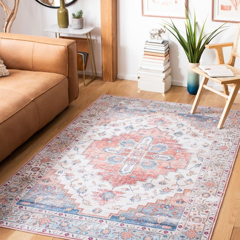 Tucson TSN109 Power Loomed Machine Washable Area Rug - Beige/Blue - 6'x6' - Safavieh.
