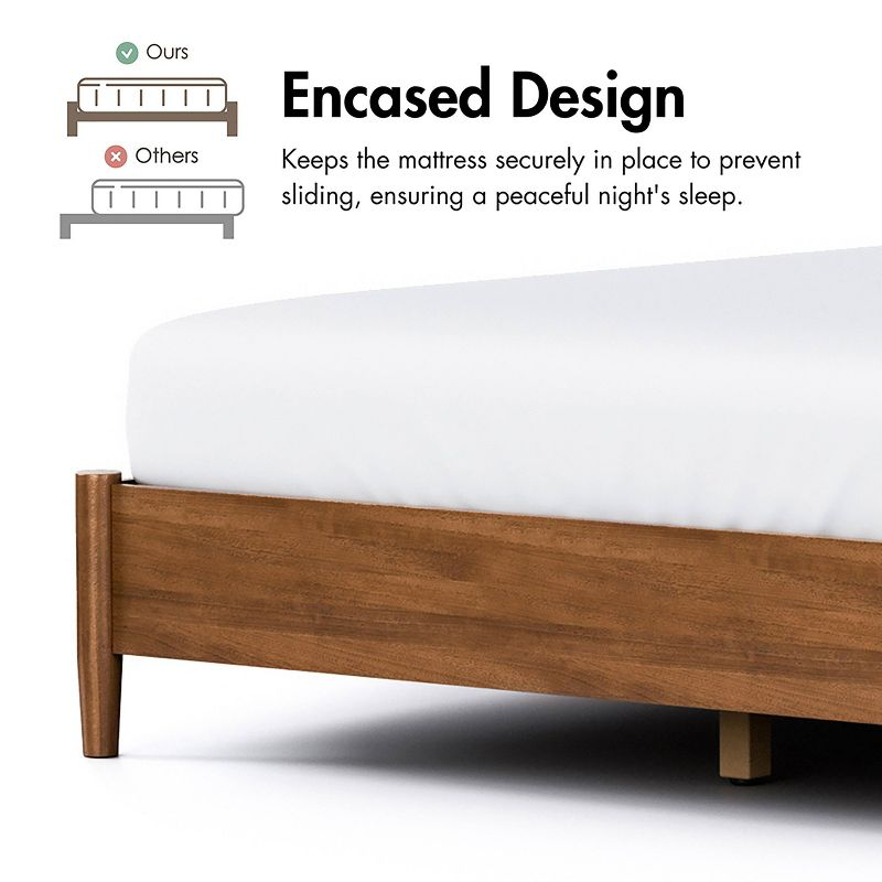 HOMES: Inside + Out Full Riverstone Mid-Century Modern Platform Bed with Headboard Walnut Wood