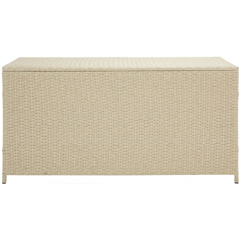 Oliveira Outdoor Cushion Deck Box - Beige/White Cushion - Safavieh