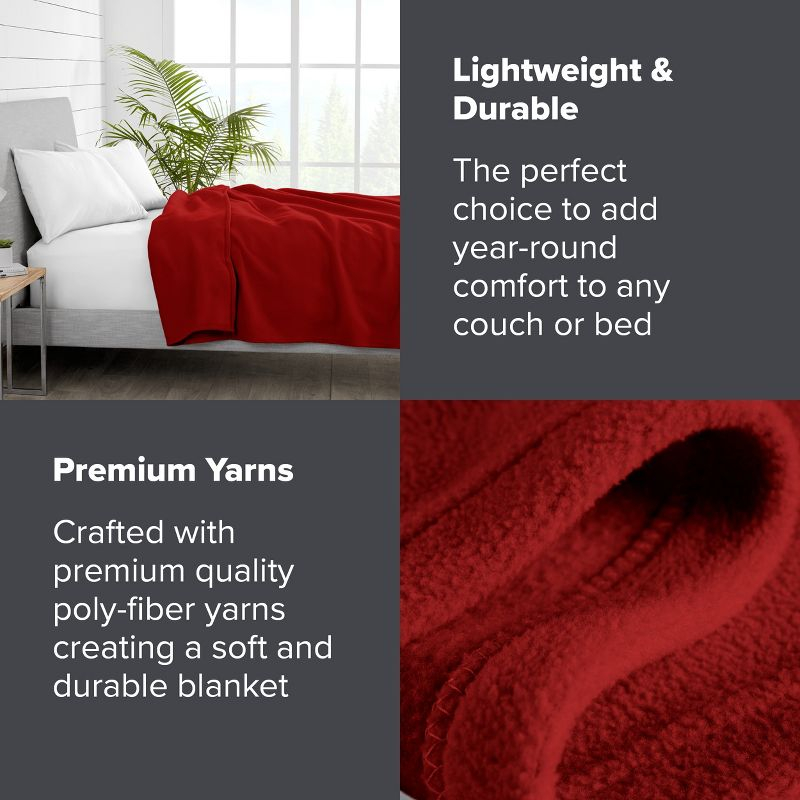 Red Full/Queen Lightweight Polar Fleece Blanket by Bare Home
