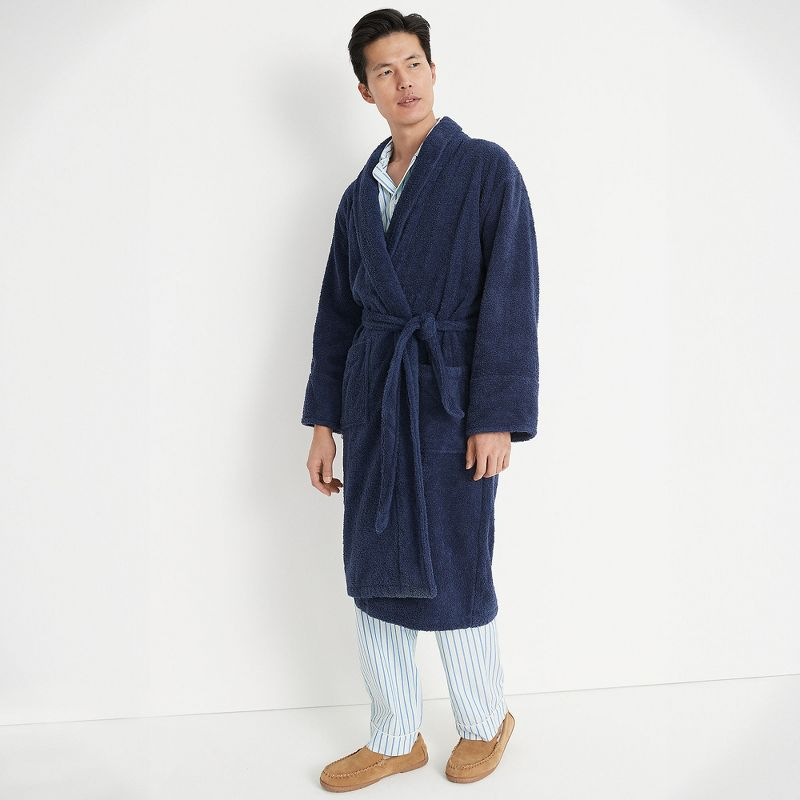 Lands' End Men's Big and Tall Calf Length Turkish Terry Robe - 4X Big Tall - Deep Sea Navy