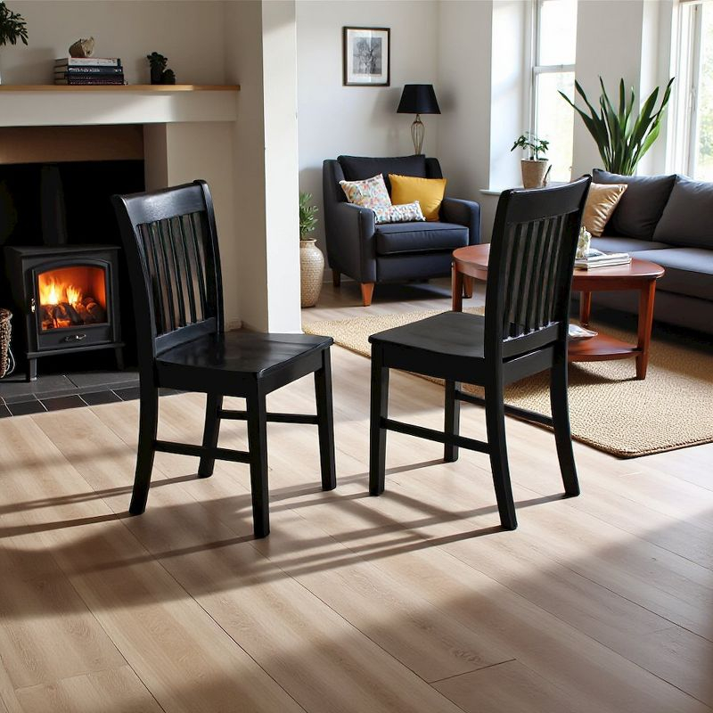 East West Furniture, Norfolk Dining Chair Wood Seat Black Finish, Set of 2