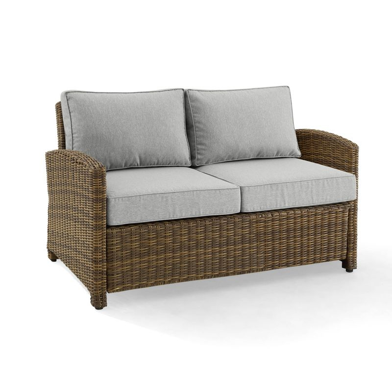 Bradenton Outdoor Wicker Loveseat: Steel Frame, Moisture-Resistant Cushions - Crosley