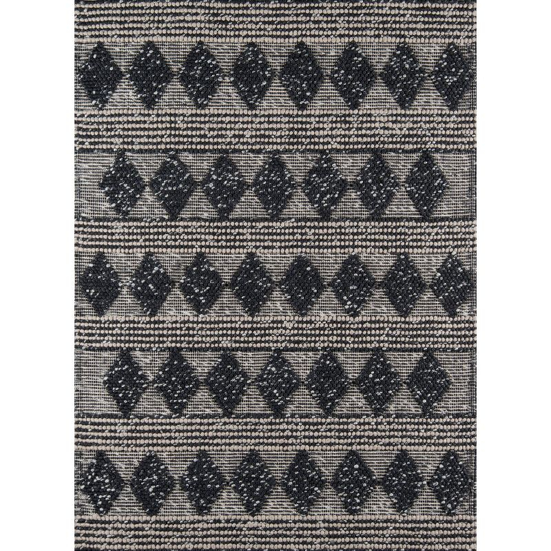 2'x3' Andes Alisa Accent Rug Charcoal - Momeni: Modern Geometric Wool & Viscose, Medium Pile, Handmade Rectangle Rug