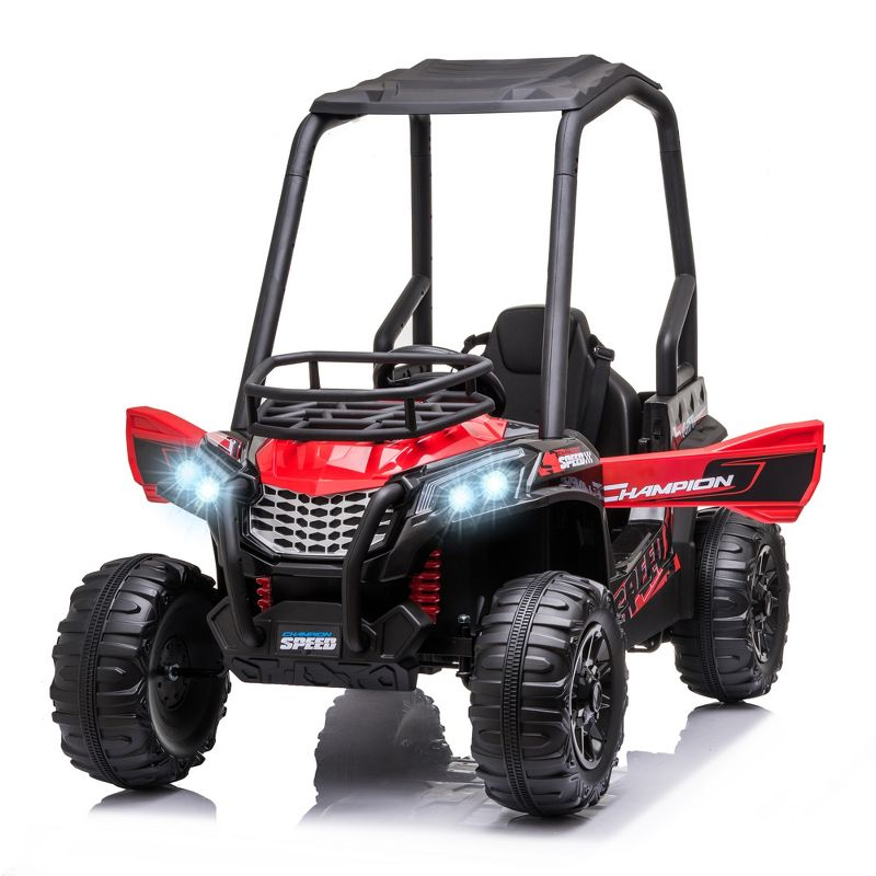 Aosom 12V Kids UTV, Battery Powered Electric Ride on Car with Music, Lights, MP3/USB, Suspension System & Remote Control, Red