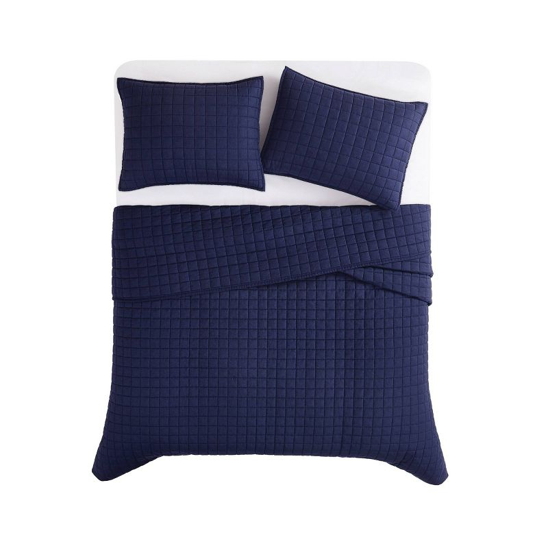 Brooklyn Loom 3pc Full/Queen Flax Linen Quilt Set Navy Blue