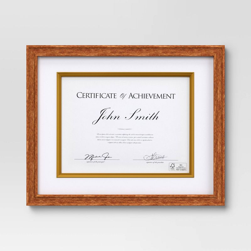 11"x14" Matted to 8.5"x11" Certificate Frame Mid-Tone Wood - Threshold™