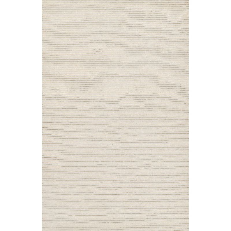 Momeni 2'x4' Asher Solid Handloomed Area Rug White: Wool, Medium Pile, Handmade, Indoor, Accent Rug