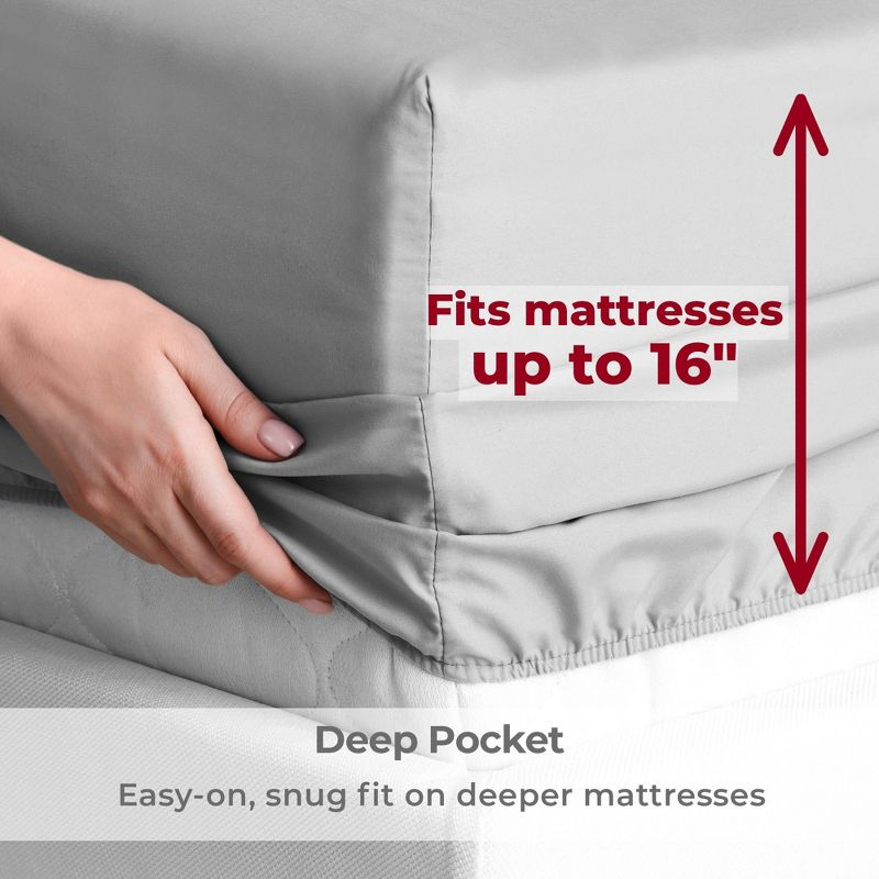 Mellanni Brushed Microfiber Sheet Set, Queen, Light Gray, 4 Piece