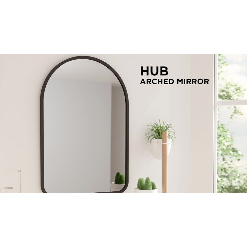 34" x 36" Hubba Arched Mirror Metallic Titanium - Umbra: Modern Oval Wall Mount, No Assembly, Steel Frame