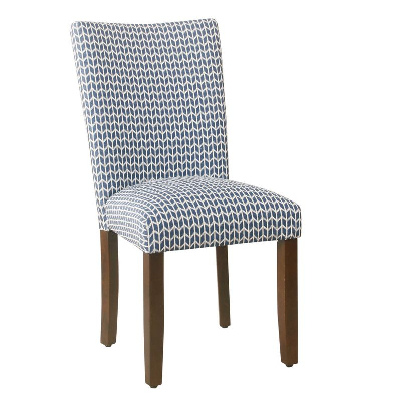 Set of 2 Parson Dining Chair Blue Geometric - HomePop: Cotton Upholstery, Foam Filled, Hardwood Frame