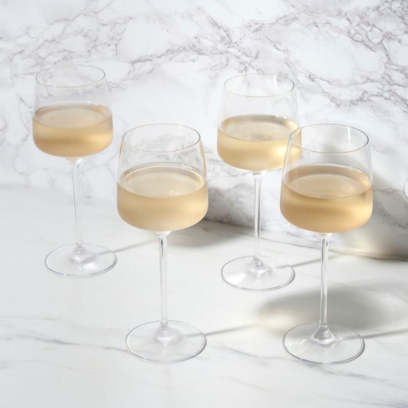 Viski Reserve Julien Crystal Wine Glasses - European Crafted White Wine Glasses Stemmed Set of 4 - 16oz Wine Glass for Special Occasions Gift Ideas