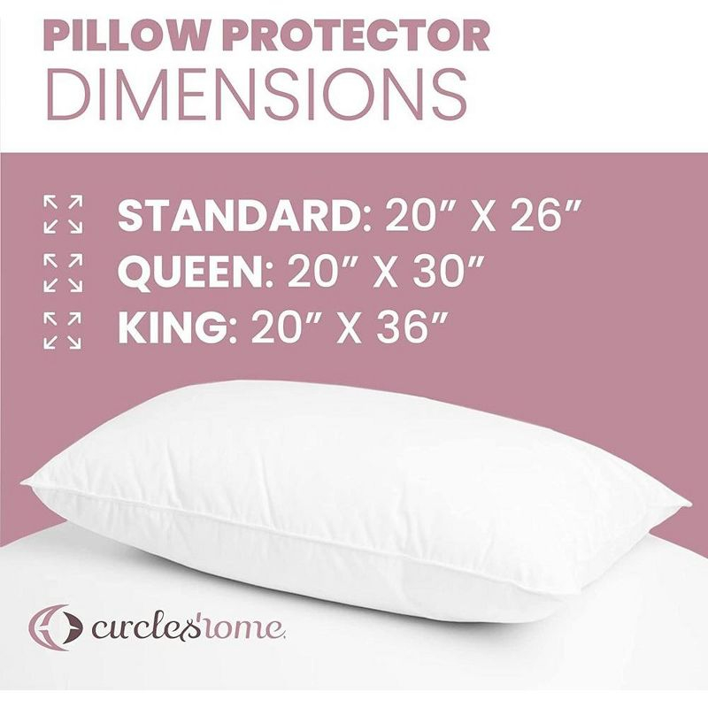Circles Home 100% Cotton Breathable King Pillow Protector with Zipper – (4 pack)