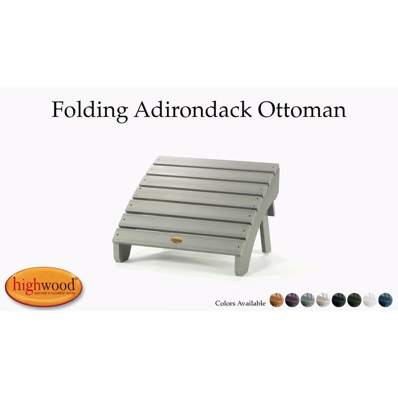 Folding Adirondack Patio Ottoman Coastal Teak Gray - highwood: All-Weather, Water-Resistant, No Assembly Required